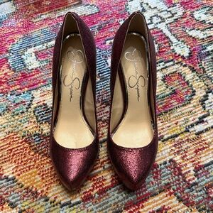 Jessica Simpson Sparkling Burgundy Heels - New - Never Worn